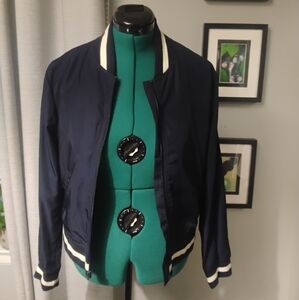 Gap Navy Blue Baseball Jacket with White Trim Sz L